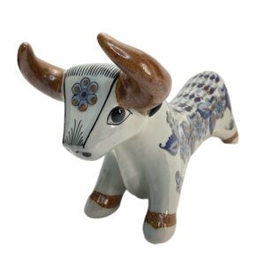 Tonala Mexican Pottery Large Bull 15” Signed Sticker